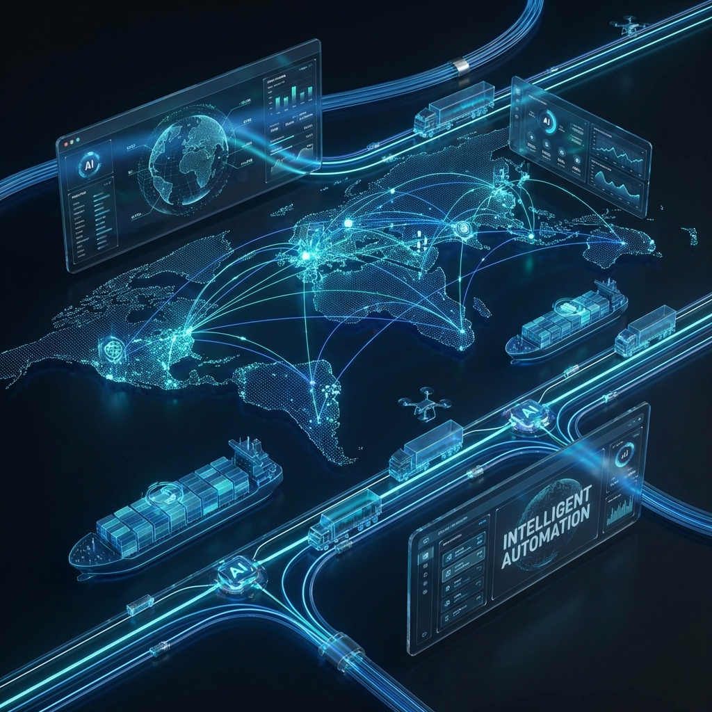 Futuristic supply chain automation visualization